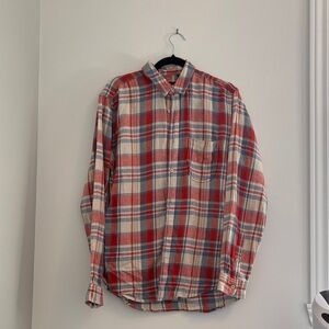 7 For All Mankind Red & Cream Plaid Button-Down Shirt